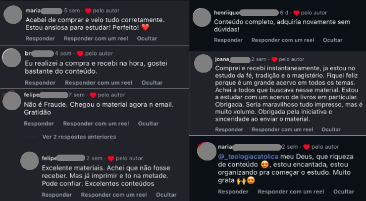 Avaliações e depoimentos de alunos